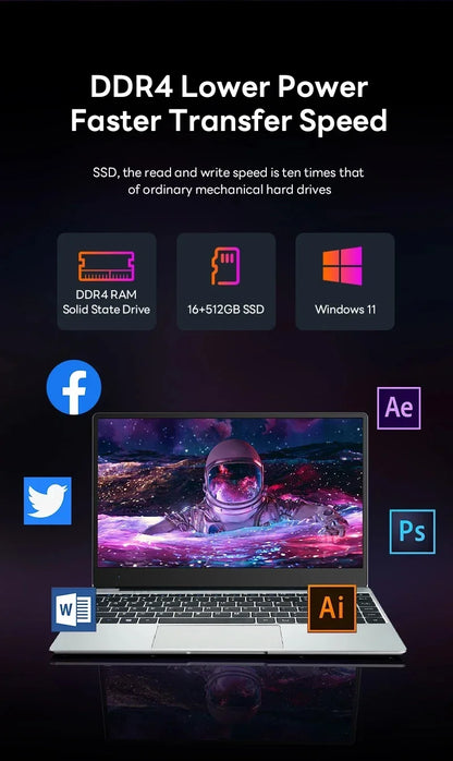 14.1" Portable Windows 11 Laptop – Intel Core i9-8950HK, 16GB RAM, 1TB/2TB SSD, HD Screen Notebook PC