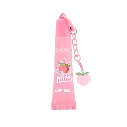Women’s Fruit Flavor Lip Oil with Keychain – Moisturizing Nourishing Portable Lip Gloss Lip Glaze