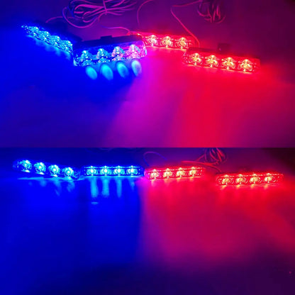 4 in 1 Red & Blue Emergency Strobe Lights - 12V Police Lights with Wireless Remote Control, Flash Grille Light for Cars, Trucks, Vans, and SUVs
