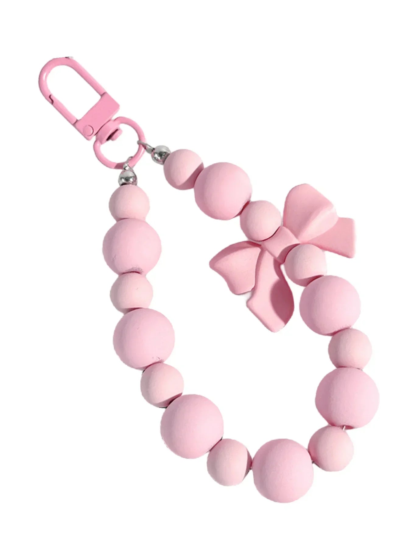 Pink Pearl Bow Keychain — Mobile Phone & Earphone Bag Accessory, Anti-Lost Rope, Car & Backpack Pendant