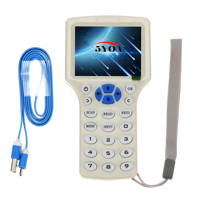 English 10-Frequency RFID Copier – USB NFC ID/IC Reader Writer, M1 13.56MHz Encrypted Duplicator & Programmer for UID Tag Key Cards