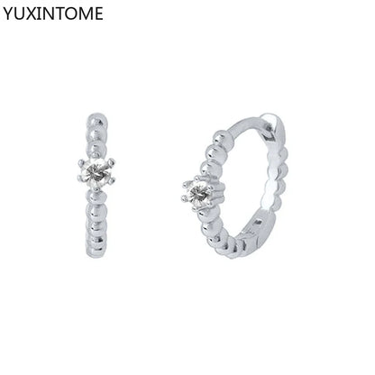 925 Sterling Silver White Zircon Hoop Earrings for Women – Fashion Geometric Crystal Silver Earrings Fine Jewelry Elegant Daily Wear Jewelry