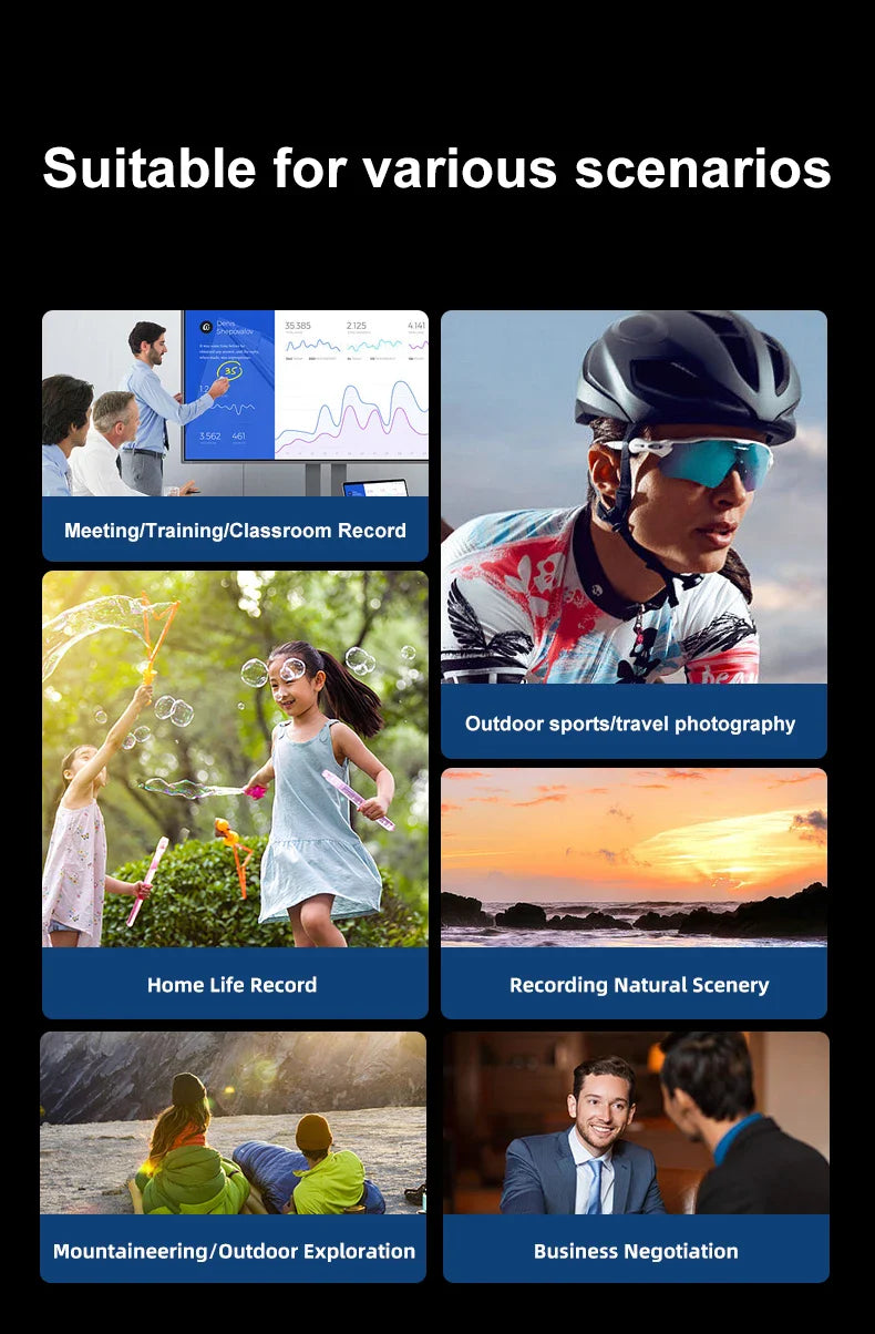 4K Bluetooth HD Video Glasses – Mini Smart Camera for Driving, Cycling, Wireless Music, and Hands-Free Calls