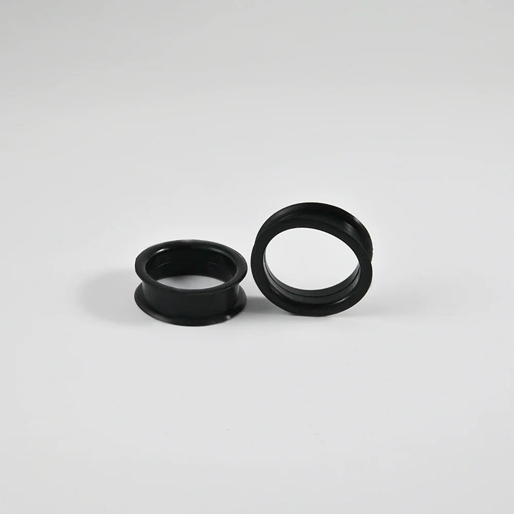 Pair of Supersize Black Silicone Double Flared Ear Tunnel Plugs — Flesh Gauge Expander Stretchers for Piercing