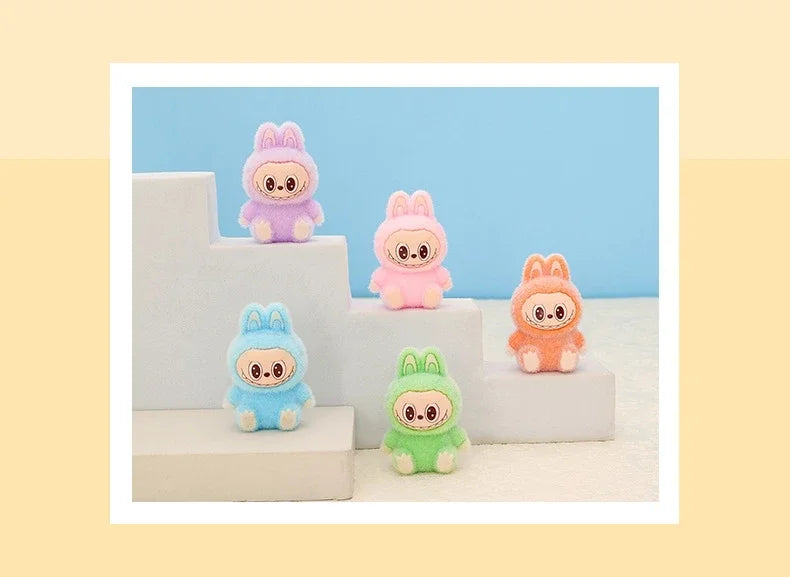 10pcs Lububu Anime DIY Flocked Action Figures — Kawaii Desktop & Car Pendant Dolls, Christmas Gift Toy