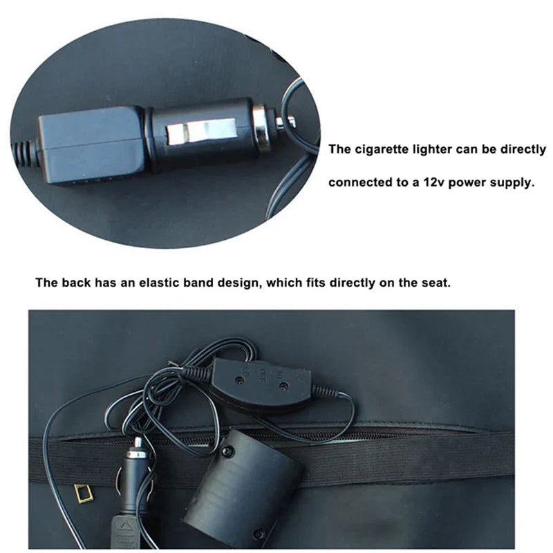 Car Electric Massage Back Cushion - Lumbar Support Health Care Pad for Auto Seat, Leather Auto Back Pillow
