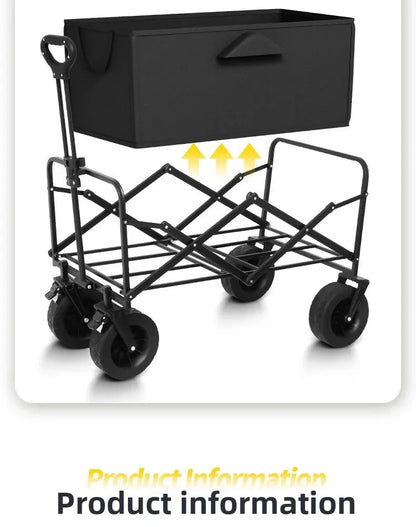 Heavy Duty Large Capacity Folding Wagon – Collapsible Shopping, Beach & Garden Trolley, Portable Outdoor Camping Cart