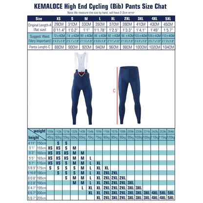 KEMALOCE Men's Cycling Long Pants, Autumn Blue & Grey, Gel Pad, Reflective Bike Bib, Breathable Bicycle Trousers with Rear Pocket