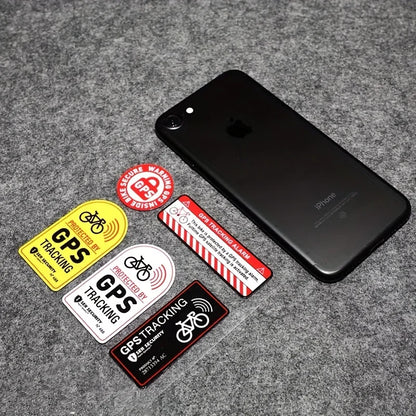 GPS Tracking Alarm Sticker – Reflective Bicycle and Motorcycle Anti-Theft Warning Decal for Cars and Scooters