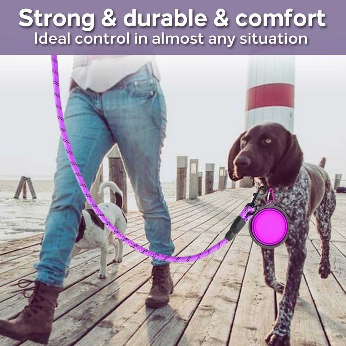 Strong Reflective Dog Leash – Durable Pet Leash for Small, Medium & Large Dogs, Suitable for Pulling & Walking Golden Retrievers