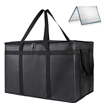 XXXL Large Capacity Insulated Pizza Delivery Bag — Reusable Warming Bag with Removable Hard Bottom, 3-Layer Thermal Bag