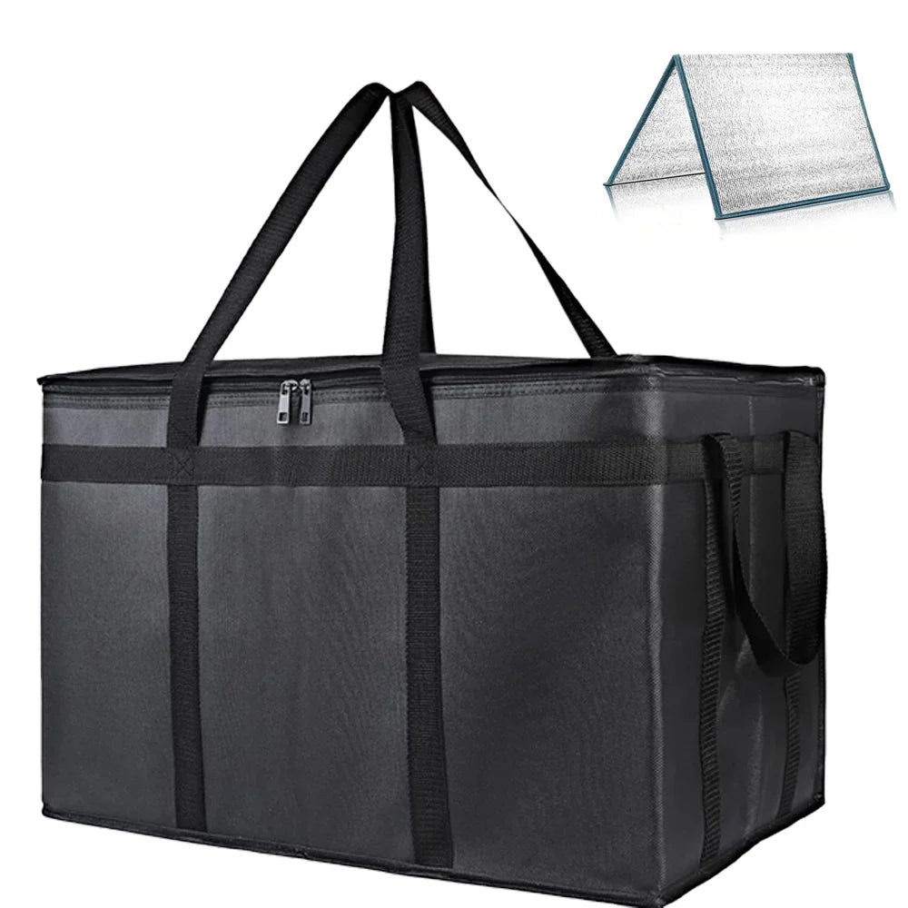XXXL Large Capacity Insulated Pizza Delivery Bag Set with Removable Hard Bottom, 3-Layer Reusable Warming Carrier