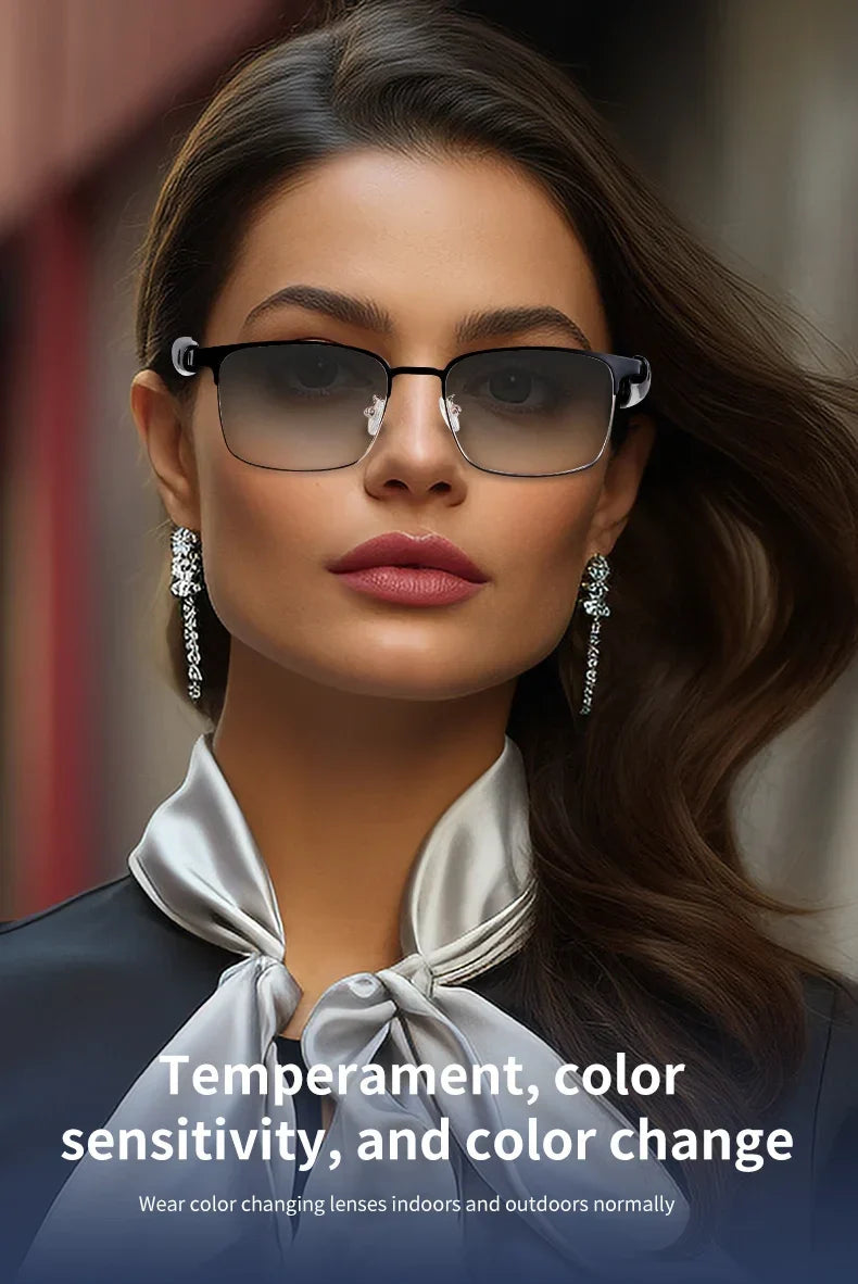 CLLOIO Wireless Bluetooth Smart Glasses – Photochromic Sunglasses with Anti-Blue Ray Reading Lenses & Myopia Prescription Support for Men & Women