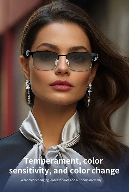 CLLOIO Wireless Bluetooth Smart Glasses – Photochromic Sunglasses with Anti-Blue Ray Reading Lenses & Myopia Prescription Support for Men & Women