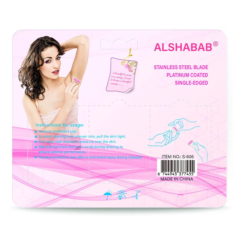 ALSHABAB 6PCS Disposable Razors for Women — Pink 1-Blade Manual Shaver for Body & Bikini Hair Removal