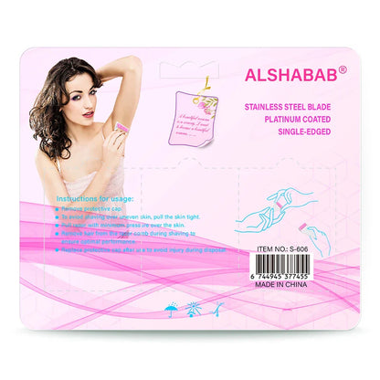 ALSHABAB 6PCS Disposable Razors for Women — Pink 1-Blade Manual Shaver for Body & Bikini Hair Removal