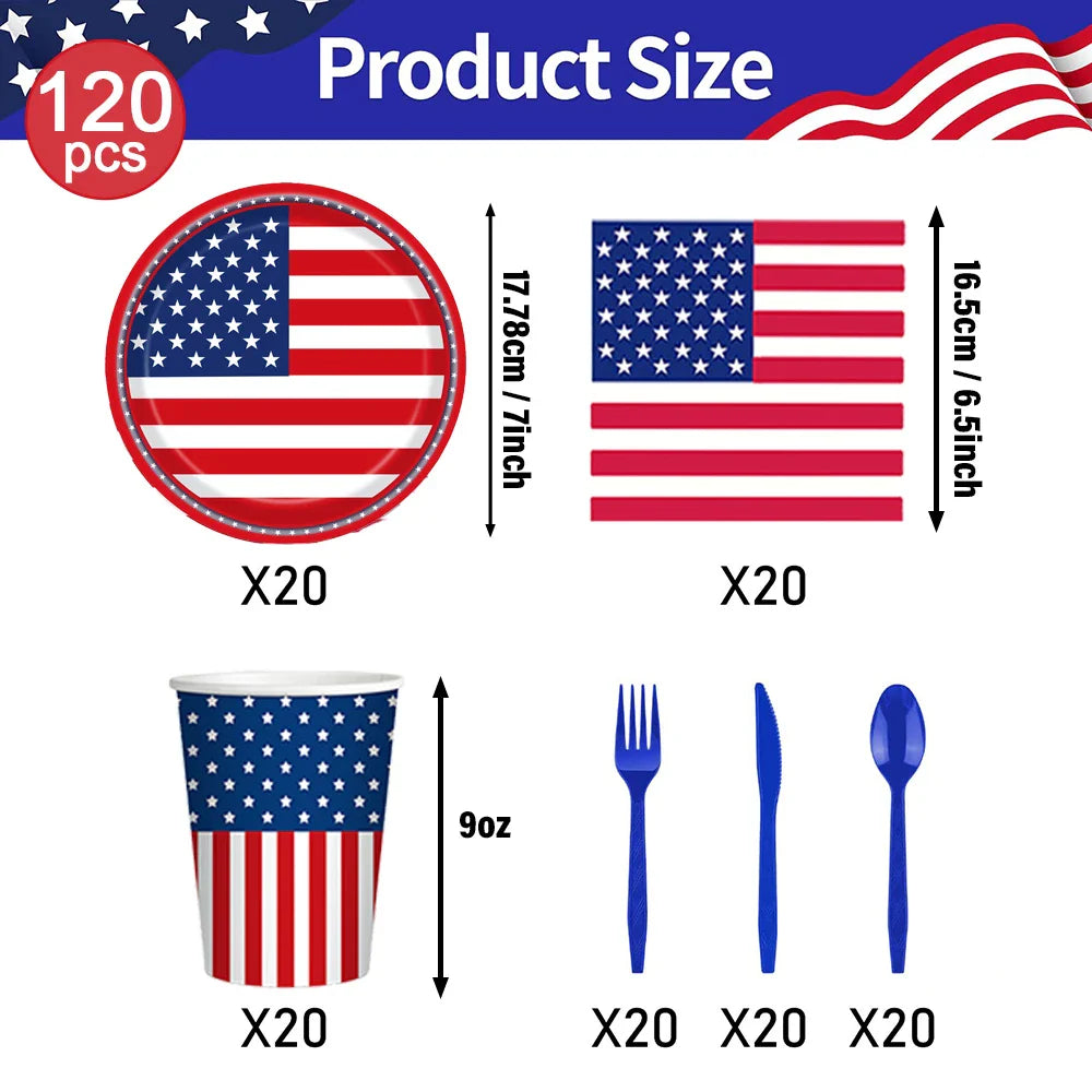 American 4th of July Party Decorations Set – Independence Day Banner, Balloons & Table Supplies for Patriotic USA Theme Celebration