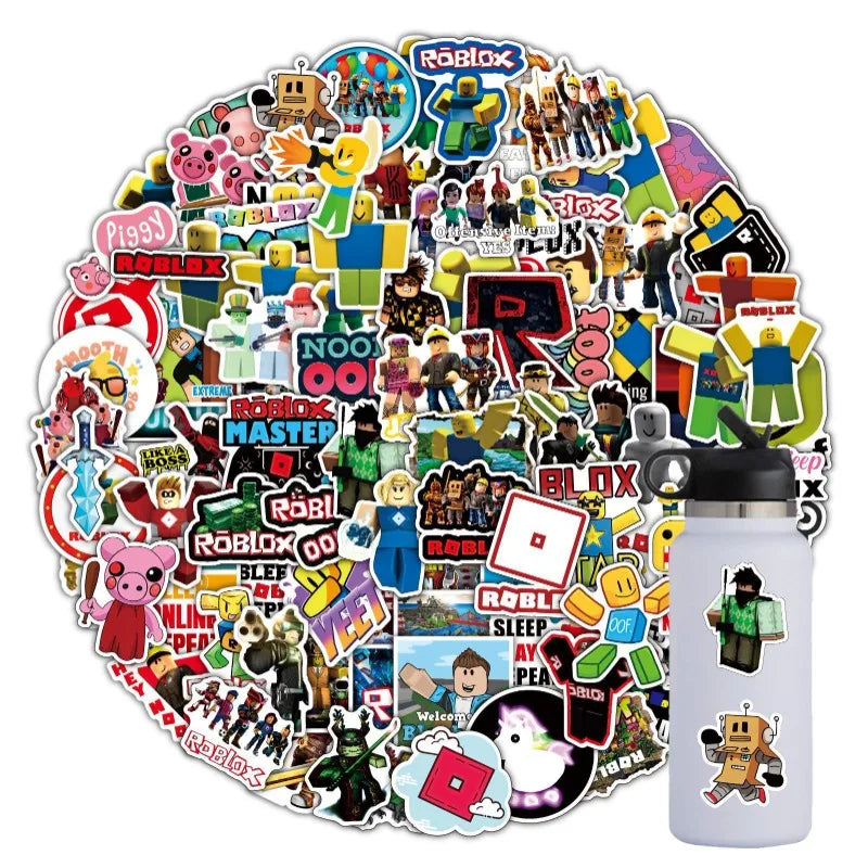 50/100pcs Roblox Cartoon Stickers – Waterproof Game Stickers for Water Cups, Luggage, Notebooks, Scooters, Student Gifts