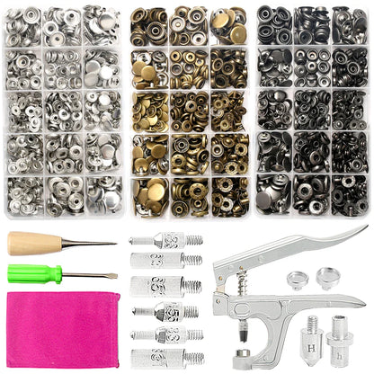 Metal Snap Fasteners Button Kit with Installation Pliers – Sewing Accessories for Jackets, Clothing & Leather Craft