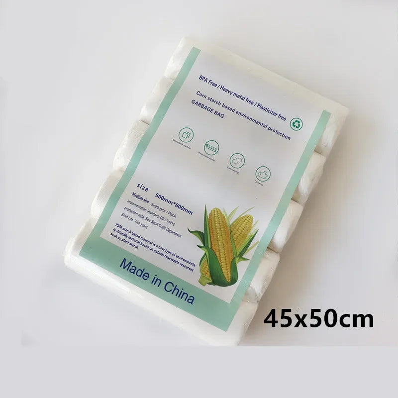 100pcs Biodegradable Garbage Bags – Disposable Starch Degradable Trash Bags for Kitchen Cleaning, Eco-Friendly Environmental Solution