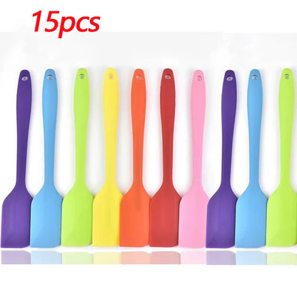5/10/15/20PCS Silicone Baking Spatula Set – Heat Resistant Cream & Cake Scraper Tools, Seamless Non-Stick Kitchen Utensils (Random Colors)