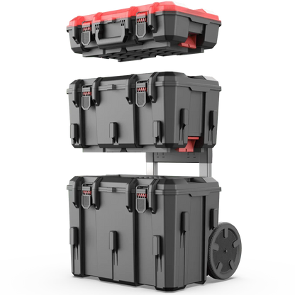 Hyper Tough Hyper Stack 3-Piece Modular Rolling Toolbox – Heavy Duty Tool Storage System