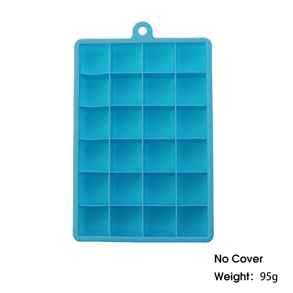 24-Hole Silicone Ice Tray — Square Mold for Ice, Food, Cheese, Jelly, with or without Lid