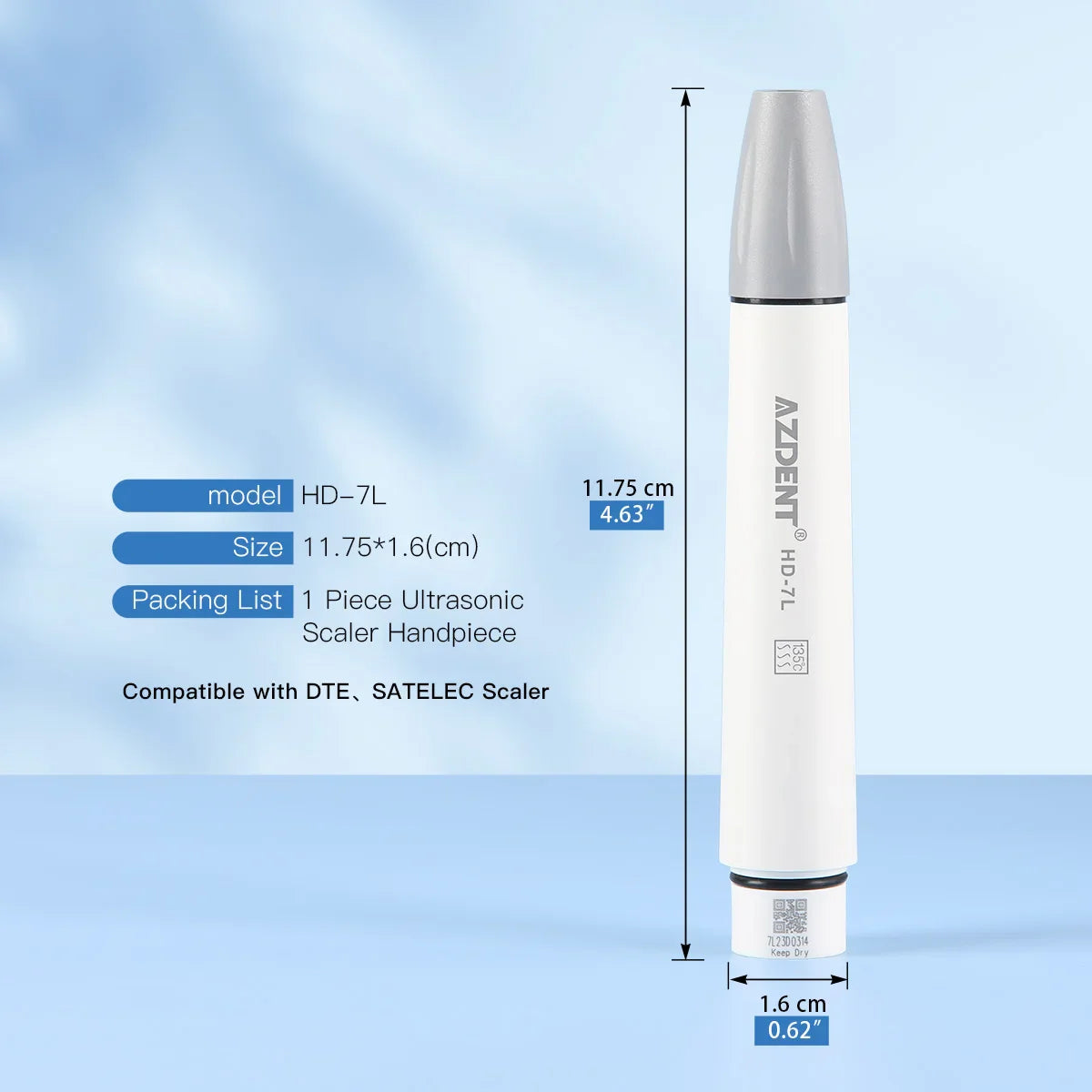 AZDENT Ultrasonic Piezo Scaler Handpiece – Compatible with SATELEC, DTE, WOODPECKER, EMS, VRN, 135° Sterilized