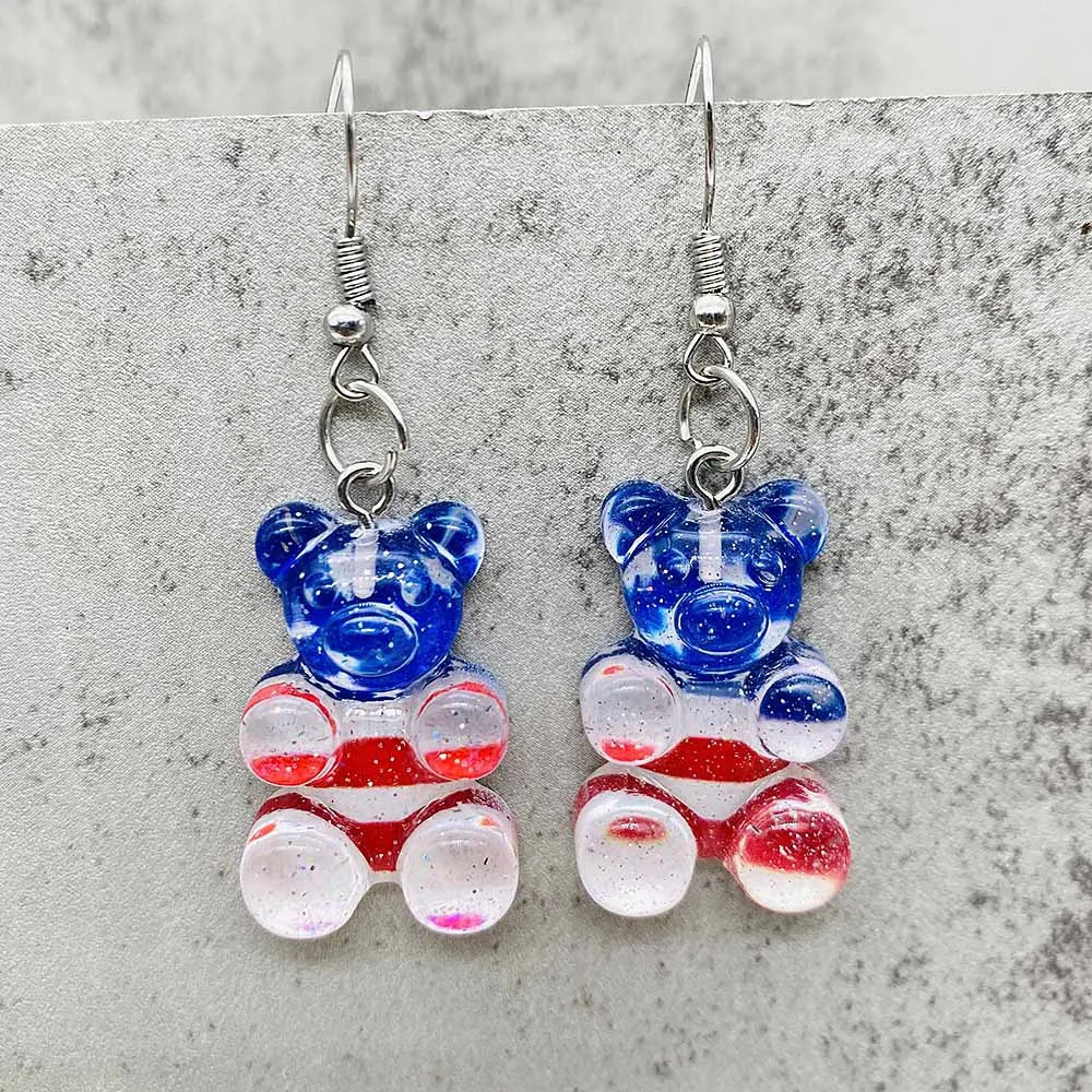 Patriotic Sunflower Acrylic Earrings - 4th of July American Flag Jewelry Gifts for Women Independence Day Parties