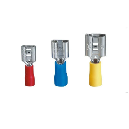 100/50/10PCS Insulated Female Crimp Wire Terminals – 2.8mm 4.8mm 6.3mm Spade Electrical Connectors (Red, Blue, Yellow)