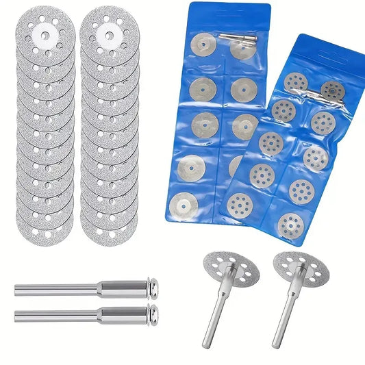 Diamond Cut Off Rotary Tool Discs: 10Pcs 16-30mm Mini Sharp with Hole for Dremel - DIY Accessories with 2Pcs Rod