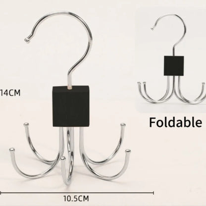 360° Rotating Metal Belt Hanger — Durable Organizer for Belts, Scarves, Bras & Ties, Home & Dorm Storage