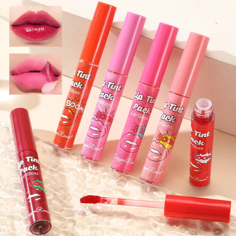 Peel-Off Waterproof Lip Gloss & Lip Stain – Long Lasting Non-Stick Matte Liquid Lipstick, Rose Tint Tattoo Effect Makeup for Bold Color Lips