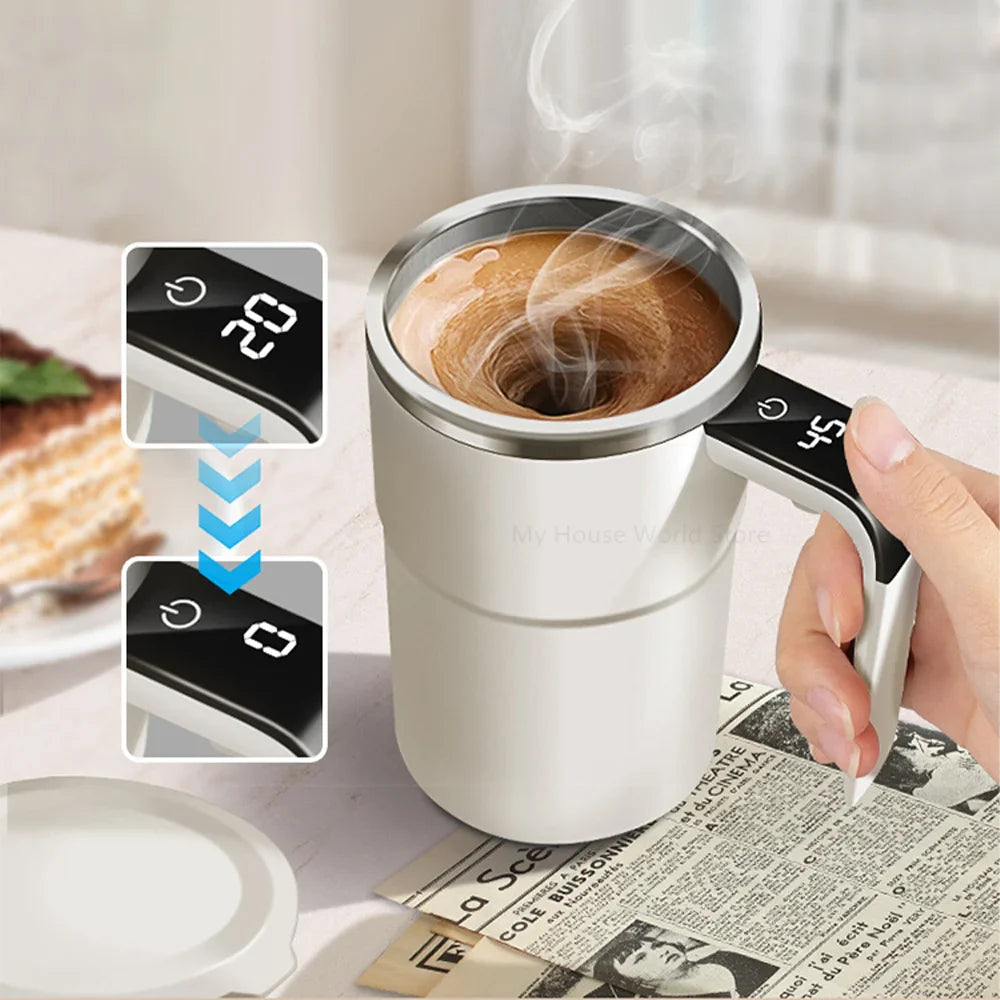 Automatic Stirring Cup – Rechargeable Portable Coffee Mug with Electric Stainless Steel Mixer, Rotating Magnetic Self-Stirring