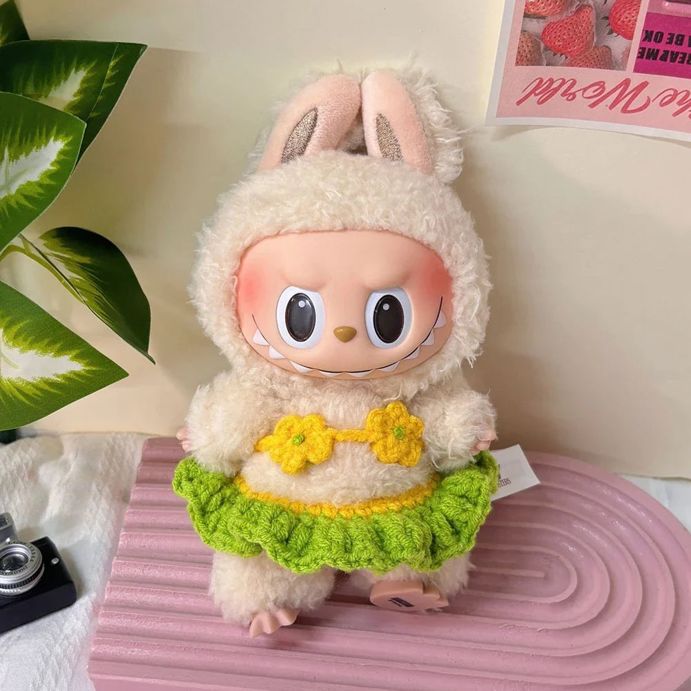 Mini Doll Swimsuit Outfit - Solid Color Clothing Accessories for 15-17cm Labubu and 10cm Cotton Dolls