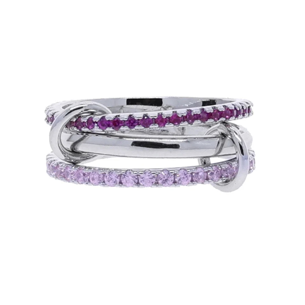 2026 Spinelli Stacking Rings - Iced Out 5A CZ Micro Pave Multi-Piece Engagement Finger Jewelry Set for Women