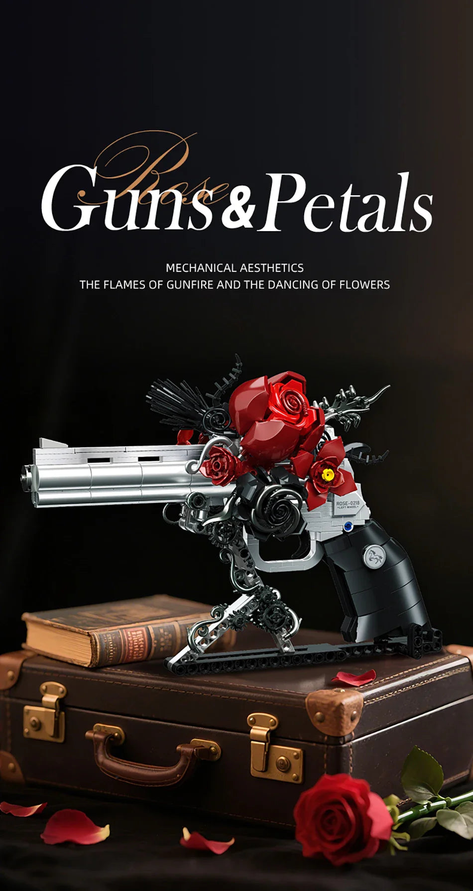 Technical Mechanical Rose Revolver Building Blocks – Military Gun MOC Toy for Kids