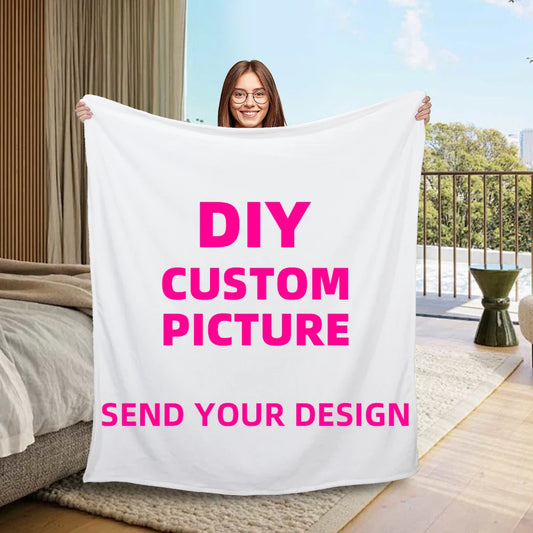 Custom Personalized Wool Blanket – Photo & Text Printed Sofa Throw, Unique Gift for Pets, Friends & Family