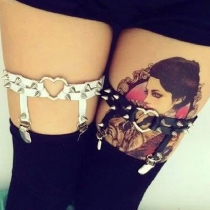 Sexy Leather Thigh Garter Belt – PU Punk Elastic Harness Leg Strap for Women & Girls