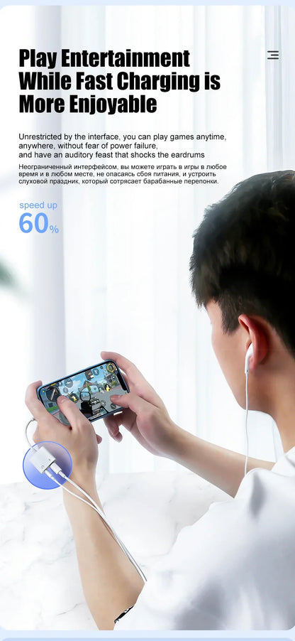 iPhone Audio Adapter – 3.5mm Aux Headphone Jack to Lightning Splitter Converter for iPhone 14/13/12/11 Pro Max