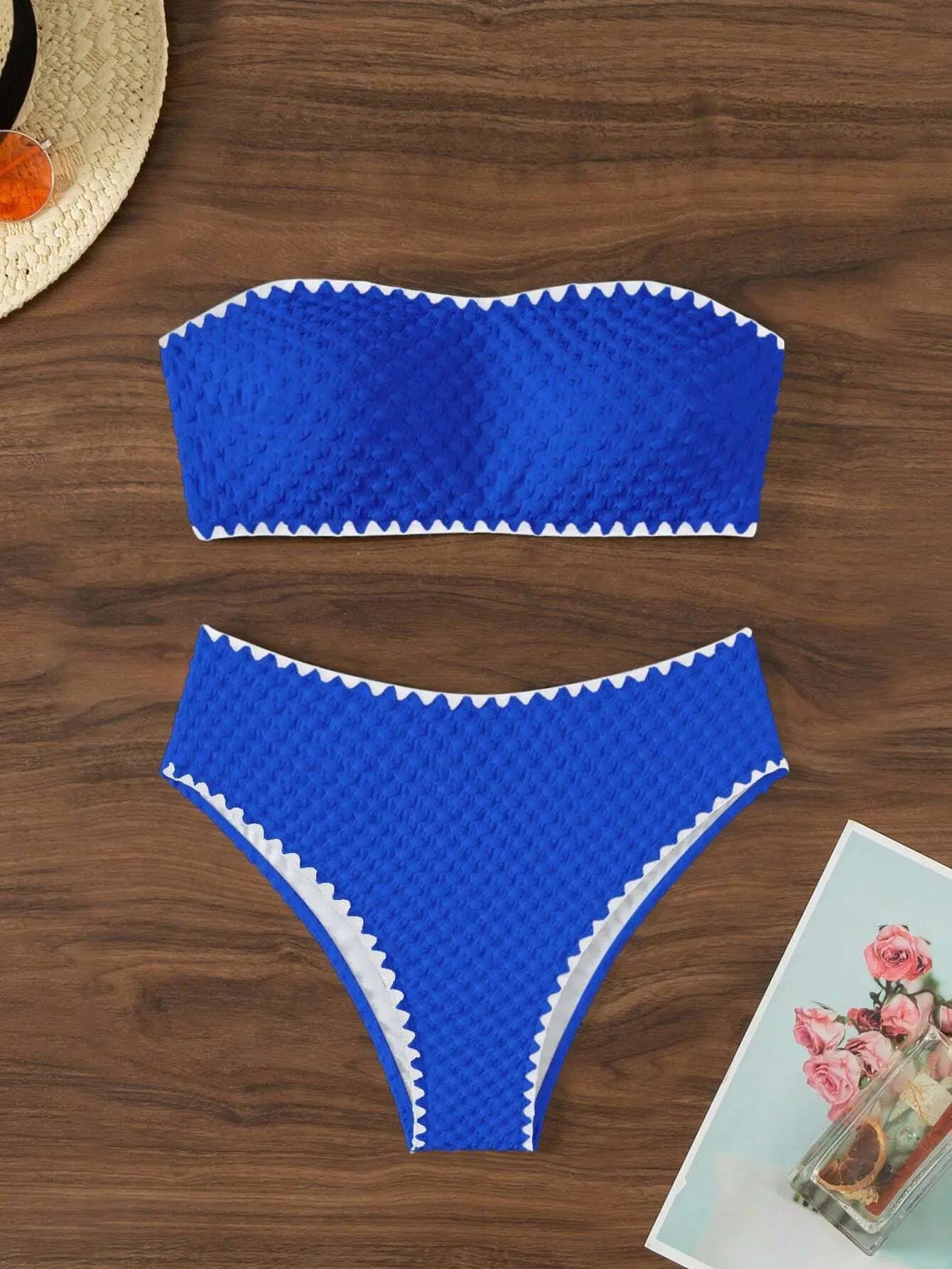 White 2-Piece Strapless Swimwear – Sexy Bandeau Backless Lace-Up Patchwork Bikini Set for Women, 2025 New