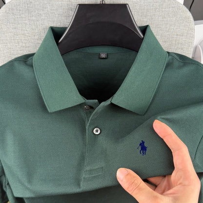 Men’s 100% Cotton Polo Shirt - Luxury Short Sleeve Golf Top with Embroidered Pony Design for Summer Casual Fashion