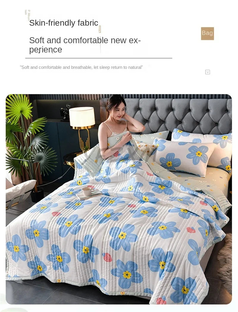 Quilted Spring Summer Quilt – Soft, Lightweight & Breathable Duvet for Queen Size, Comfortable & Washable