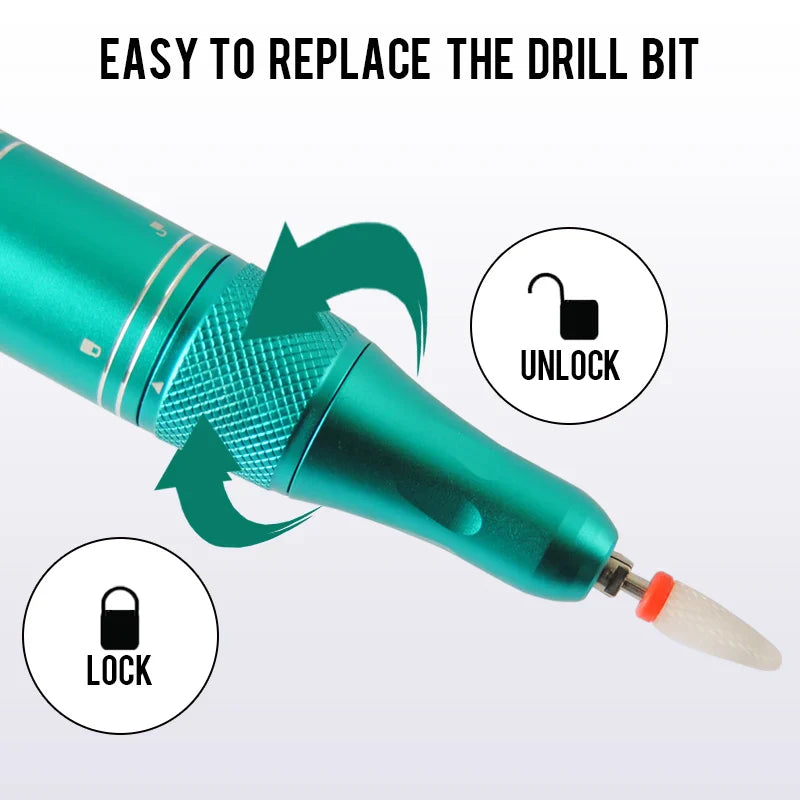 35000RPM Rechargeable Nail Drill Machine – Portable Cordless Manicure E-File for Cuticle & Nail Polishing