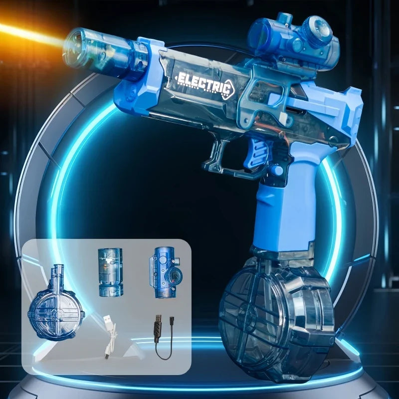 Electric Pulse Water Gun — Automatic Self-Absorbing Large-Capacity Light-Up Toy for Kids
