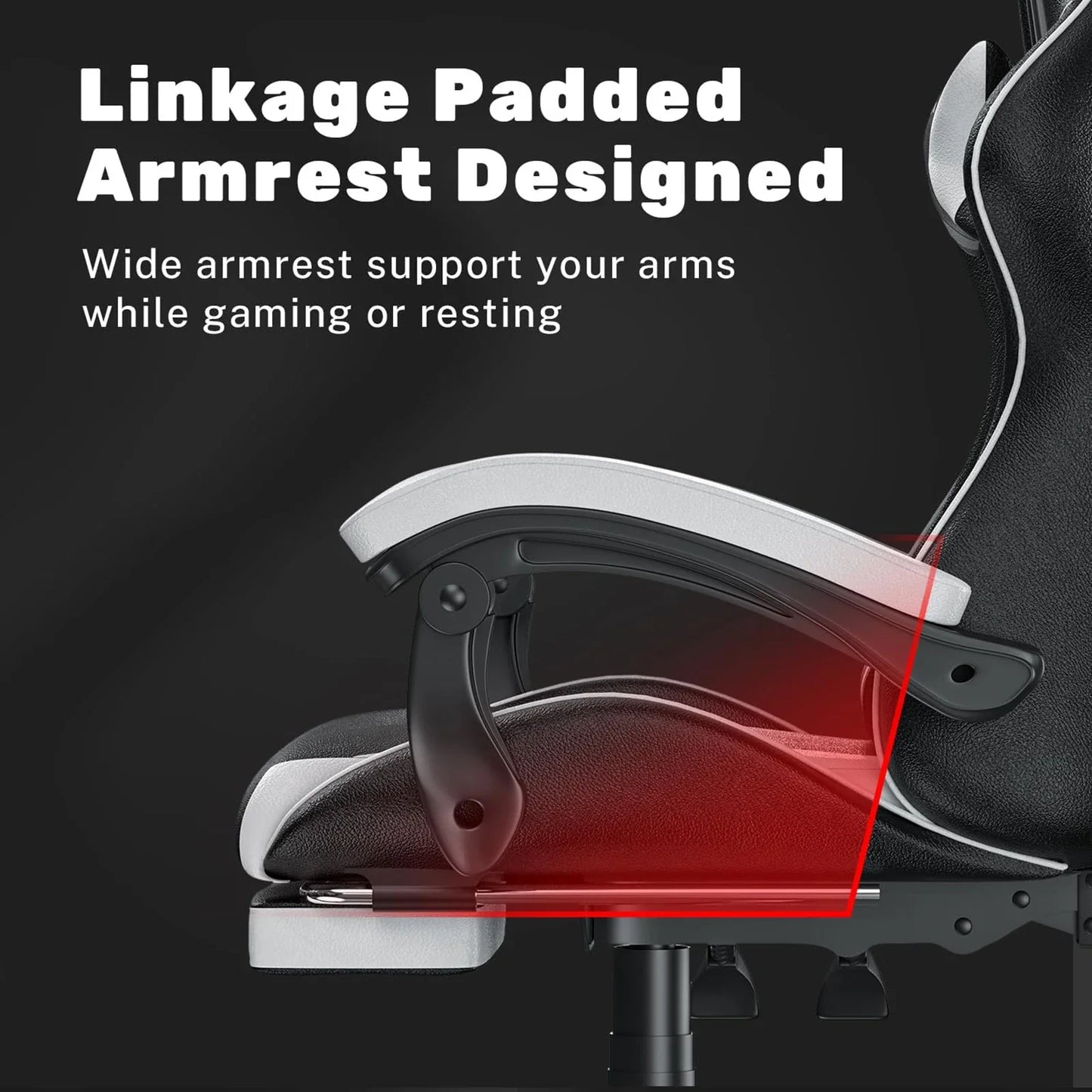 Gaming Chair with Footrest – Ergonomic Gamer Chair with Lumbar Cushion, Headrest, and Height Adjustable for Computer