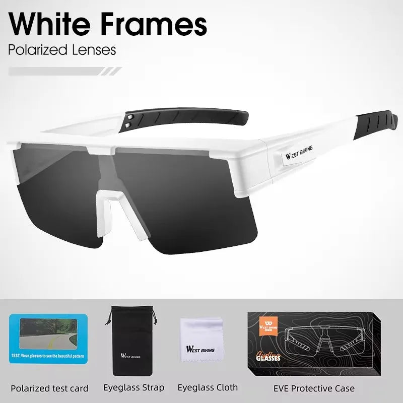 WEST BIKING Large Frame Cycling Glasses — Polarized Photochromic Sunglasses Fit Over Myopic Goggles