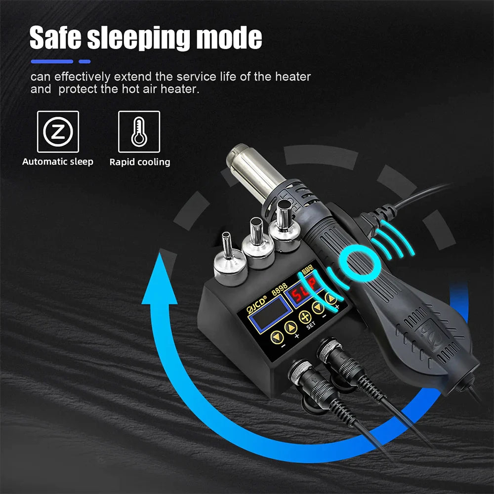 JCD 8898 2-in-1 Soldering Station 750W – Soldering Iron & Hot Air Gun for BGA SMD Phone Repair & Welding