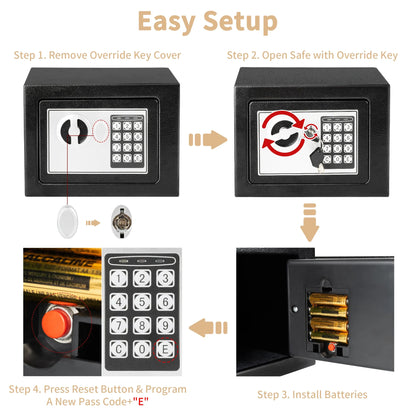 Deli 0.2 Cubic Feet Electronic Digital Safe — Steel Money Box with Fireproof Bag for Home Cash and Valuables