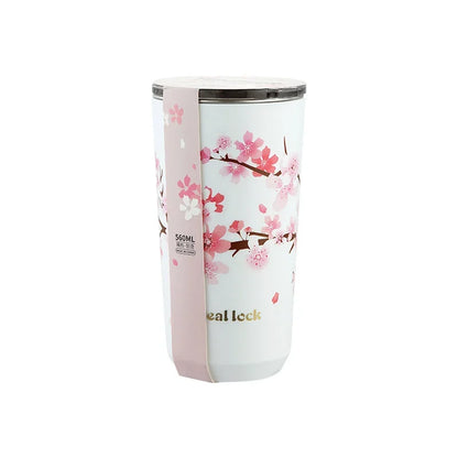Cherry Blossom Stainless Steel Thermal Travel Mug – Leak-Proof Double Wall Coffee Cup with Lid
